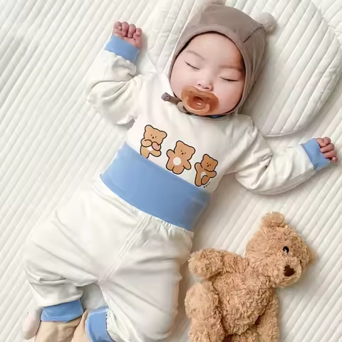 Newborn Kid Girl Underwear Clothes Set Pure Cotton Baby Boy Long Sleeves Outfit Cute Toddler Infant 
