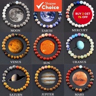 Natural Stone Solar System 8 Planets Stretch Bead Bracelet Unisex Everyday Street Style