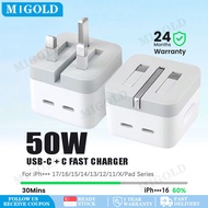 50W Dual USB C Fast Charger Plug 40W Dynamic Power Adapter Compatible with 17/16/15/14/13/12/11/X/8/