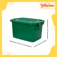 YellowHouse กล่องพลาสติกมีล้อ ขนาด 60ลิตร มีฝาล็อก กล่องเก็บของ ลังพลาสติก รุ่น กล่องทึบ