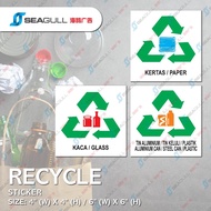 Recycle Sticker / Paper / Aluminium / Glass / Pelekat Kitar Semula / Sticker Tampal Pada Tong Sampah