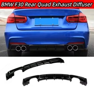 READY STOCK For BMW F30 320i 328i 330i M-Performance Rear Quad Exhaust Diffuser Skirt Glossy Black