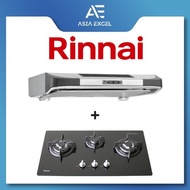 RINNAI RH-90ER 90CM SLIMLINE HOOD + RINNAI RB-7303S-GBSM 3 BURNER GLASS HOB