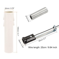 MECCANIXITY Chandelier Light Socket Kit for E12 Candelabra, Lamp Base with Wire White Candle Cover S