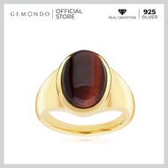 Gemondo แหวนผู้ชายเงินแท้ 925 ชุบทอง 18K ประดับเรดไทเกอร์อายส์ (Red Tiger’s eyes) หรือหินตาเสือสีแดง