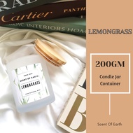 LEMONGRASS SCENT - CANDLE JAR 200GM -  35 HOURS STAND - AROMATHERAPY FOR HOUSE - PEWANGI RUMAH - LILIN 100% WANGI