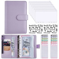 6 Holes A6 PU Leather Budget Binder Notebook - for Money Budget Saving Bill Organizer - Budget Plann