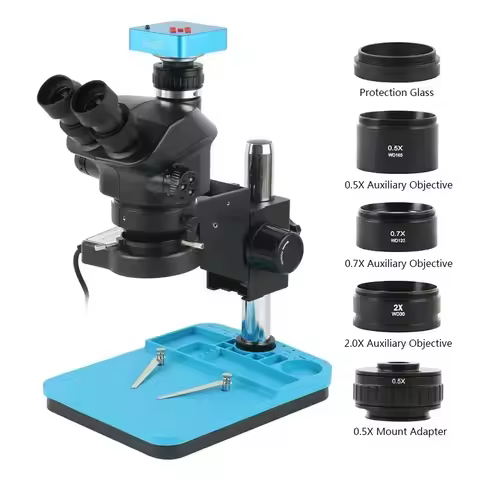 1080P 48MP 2K 4K HDMI USB VGA C Mount Video Camera 50X 100X Simul-Focal Stereo Trinocular Microscope