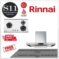 RINNAI RH-C91A-SSVR CHIMNEY HOOD ELECTRONIC TOUCH CONTROL  +  RINNAI RB-93TS 3 BURNER BUILT-IN HOB STAINLESS STEEL TOP PLATE