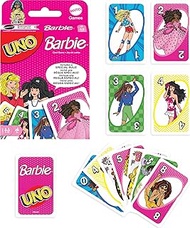 Mattel Games UNO Barbie Card Game with Special “Hi, Barbie!” Rule for Kids, Adults & Family Nights, 