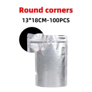 100PCS Plastik klip sachet alumunium foil Pure Standing Ziplock Pouch Ziplock Kemasan Makanan Akseso