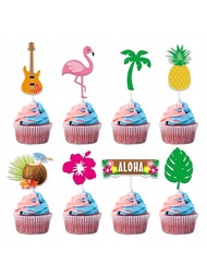 2024 件夏威夷派對蛋糕裝飾、夏季派對裝飾、椰子紙杯蛋糕挑選