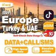 iCard eSIM - UK,Europe & Turkey & UAE (EU-F) 3-30 Days Data with SMS/Call