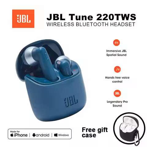 Original JBL Tune 220TWS Wireless Bluetooth Earphones Stereo Earbuds with Bass Sound, Noise Reductio