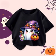 【220G 100%Cotton T-shirt】NELLY Baju Halloween Cute Spooky Ghost Trick or Treat Pumpkin Fashion Tee K