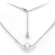 莫桑鑽珍珠項鍊 10mm珍珠和3mm白色VVS1莫桑石項鍊 节日礼物