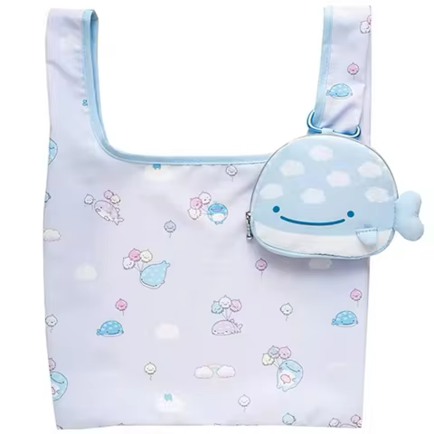 Jinbei San Foldable Reusable Shopping Bags Folding Cartoon Anime Whale Cute Eco Bag Kawaii Shopper B