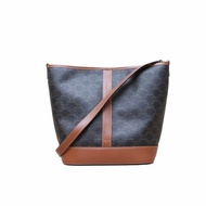 CELINE(思琳) Triomphe 凱旋門 標誌印花 Canvas 水桶包 中號 27 老花 PVC 金扣