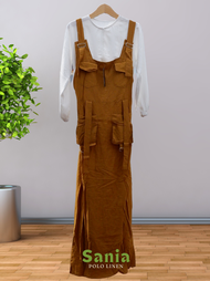 Geka Collection - Gamis Over All Sania Cargo Inner Crinkle combo Brokat
