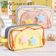 AARON1 Y2K Star Stationery Bag, 7 Multilayer Desktop Storage Korean Pencil Case, Cloth Pen Bag Large
