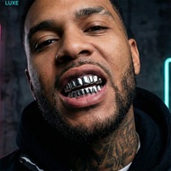 LUXE Teeth Grillz Caps, Glossy  Anti Slip Teeth Grillz Top Bottom Set, Classic  Silver Shiny Teeth J