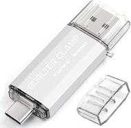 512GB USB 3.0 Type C Flash Drive Dual Port, BorlterClamp USB C Memory Stick OTG Thumb Drives for Android Smartphones Samsung Galaxy S10/S9/S8/Note 9, LG, Google Pixel, PC (Silver)