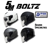 5M Boltz Plain Helmet (PSB Approved) Motorcycle Open Face Helmet                                    
