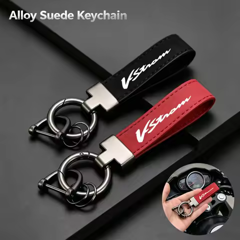 Deluxe Fashion Suede KeyChain Horseshoe Buckle Motorcycle Key Ring For SUZUKI VSTROM DL250 DL650 V-S