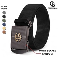 [CB] Nylon Canvas Belt for Men and Women Coffee Bag with Random Pattern Metal Buckle AH-118-1 Nylon 