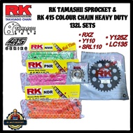 COMBO SETS 415 RK COLOUR CHAIN & TAMASHII SPROCKET SETS RXZ Y110 SRL110 Y125Z LC135 Rantai Warna 132