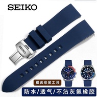 2024 High quality♦ 蔡-电子1 Seiko watch strap Seiko silicone soft and sweat-proof SPB045J1/Blue Water Ghost Series Men's 20/22mm Blue