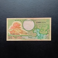Uang Kertas Kuno Indonesia Rp 25 Rupiah 1959 Seri Bunga Burung TP239