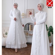 Kaftan Dress Muslimah Elegan Abaya Raya 2024 Viral Cantik Arabic Style Plus Size Jubah Putih Fashion fesyen Premium 839T