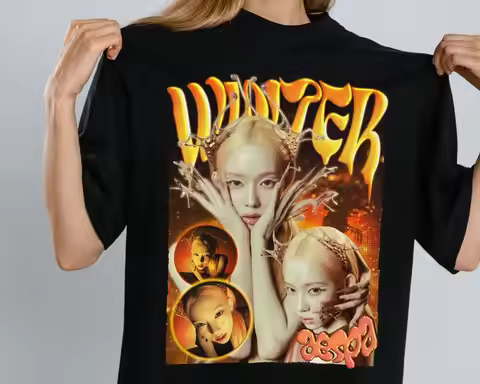 KARINA GLSELLE WINTER NINGNING KPOP Aespa Whiplash Limited Edition T-shirt Short Sleeve Cotton Print