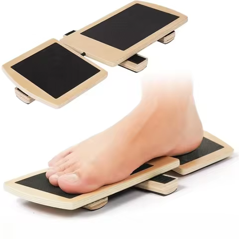 Wooden Single Leg Balance Board Ankle Foot Strengthener Non-slip Adjustable Balance Bars for Spraine