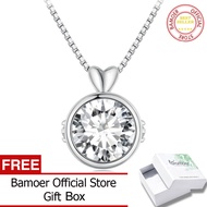 BAMOER 1.0CT สร้อยคอจี้เพชรโมอีสทรงกลม925สร้อยคอจี้หัวใจเล็กๆเงินสเตอร์ลิงสำหรับผู้หญิง MSN013เครื่อ