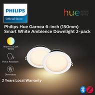 (2 pack) Philips Hue White Ambiance Garnea Smart LED Downlight (6-Inch, 150mm) Compatible with Amazo