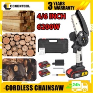 Conentool Mini Cordless Chainsaw/ Portable Branch Saw Wood Pruning Cutter Gergaji Elektrik Mesin Potong Pokok/6Inch