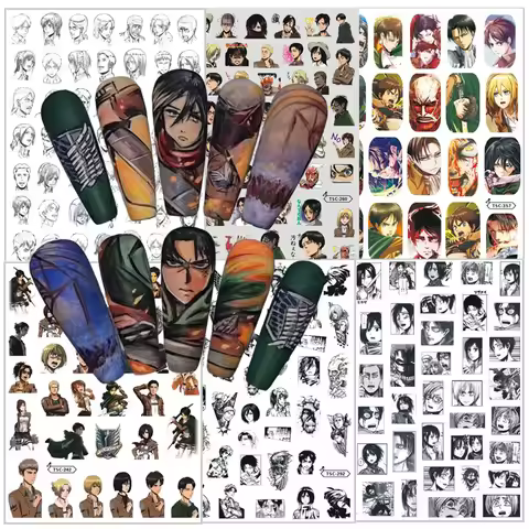 TSC-286 Attack on Titan Eren Jaeger 3D Nail Art Sticker Stamp Decal for DIY Nail Fashion