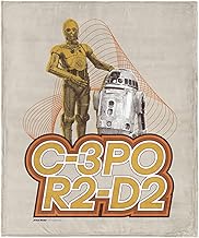 Star Wars Classic Retro C-3PO and R2-D2 Throw Blanket, Ultra-Soft Silk Touch Fleece, Lightweight War