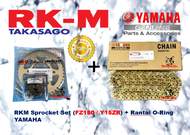 Yamaha FZ150 / Y15ZR Sprocket Set Sprocket RK-M (428H) With Rantai Gold Yamaha O-Ring (132L)