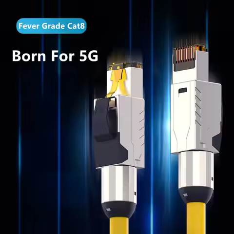 RJ45 Cat8 Cat7 Cat6A Network Lan Cable 10/40Gbps Fiber Optic High Speed Internet Dual Shielded Patch