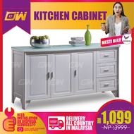 5 Feet Kitchen Cabinet With Template Glass Top (White)