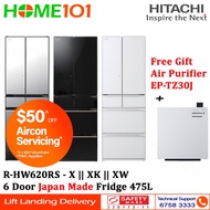 Hitachi 6 Door Japan Made Fridge 475L R-HW620RS "FREE GIFT EP-TZ30J"