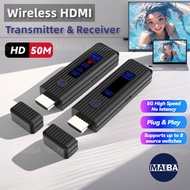 50m Wireless HDMI Transmitter & Receiver 5Ghz HD 1080P 60Hz Wireless Screen Adapter Support Up to 8 