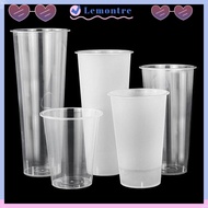 LEMONTRE Milktea Cup, Transparent 90mm Cup And Lids,  Plastic Disposable Cup