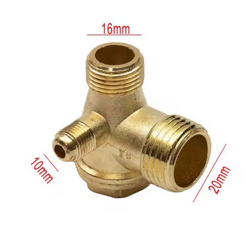 1 Pcs New Air Compressor Check Valve 3-Port Zinc Alloy Brass Male Thread Check Valve Connector Tool 