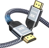 8K HDMI Cable 2.1 2M/6.6FT 48Gbps, Pizucb Ultra High Speed HDMI Braided Cord 4K@120Hz/144Hz 8K@60Hz HDCP 2.2&amp;2.3, Dynamic HDR, eARC, DTS:X, RTX 3090, Dolby Compatible with Roku TV/HDTV/PS4/PS5/Blu-ray