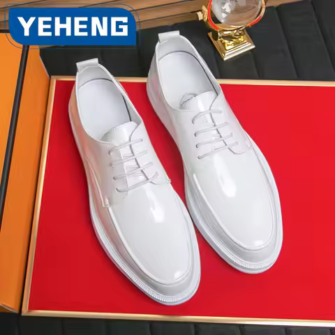 White Classic Office Men Shoes Wedding Men Formal Shoes Luxury Fashion Groom Wedding Shoes Men Oxfor