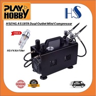 HSENG AS18TA 1/6hp Dual Air Outlet Mini Compressor - Gundam - Paint - Custom